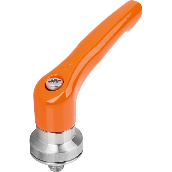 Adjustable Handle W Clamp Force Intensif Size:5 M12X50, Zinc Orange Ral2004, Comp:Stainless Steel